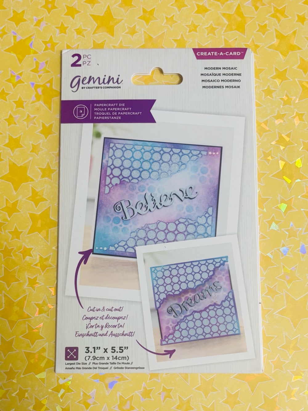 NEW 2PC Modern Mosaic Die Cut for Cards, Scrapbooking, & More